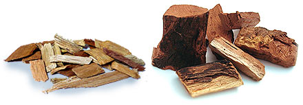 Mesquite-Holz als Wood Chips und als Chunks