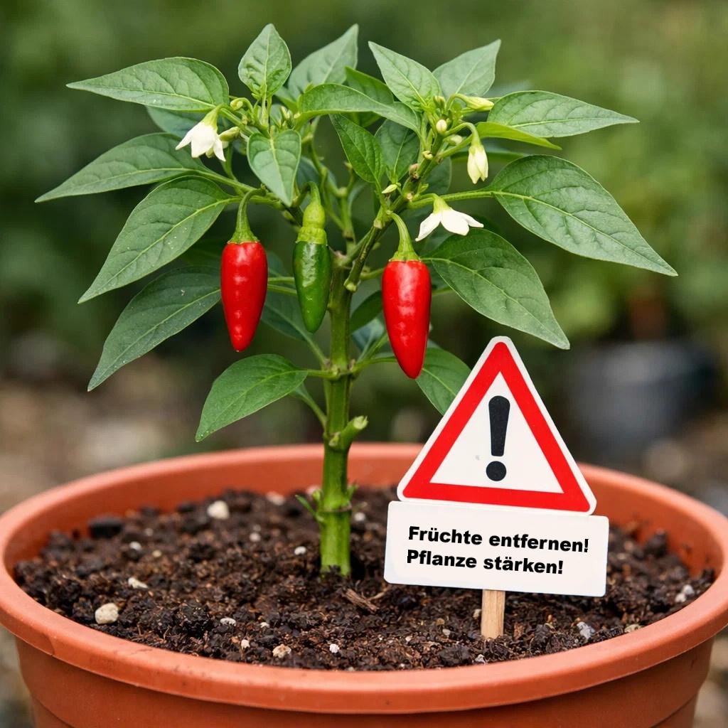 Warum man bei noch kleinen Chilipflanzen frühe Früchte entfernen sollte